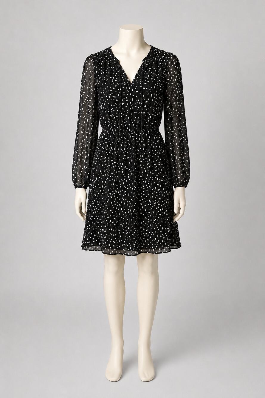 Ann Taylor LOFT V-Neck Fit and Flare Dress - Classic Wardrobe Piece - 2 Petite - Picture 2 of 10
